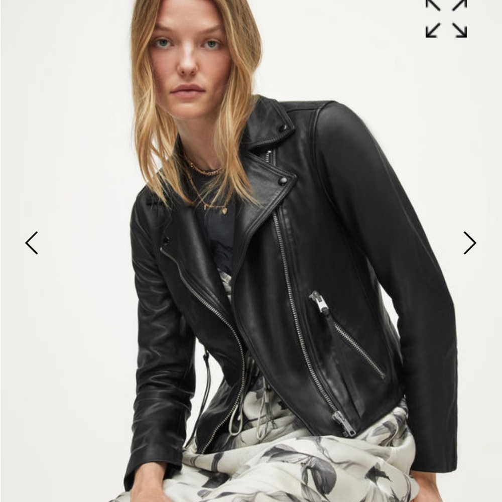 NWT - All Saints Dalby Black Leather Biker Jacket - US 2 / UK 6